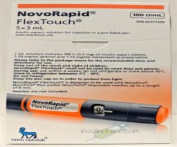 Novorapid Flexpen Insulin 100U 5x3mL Novo Nordisk